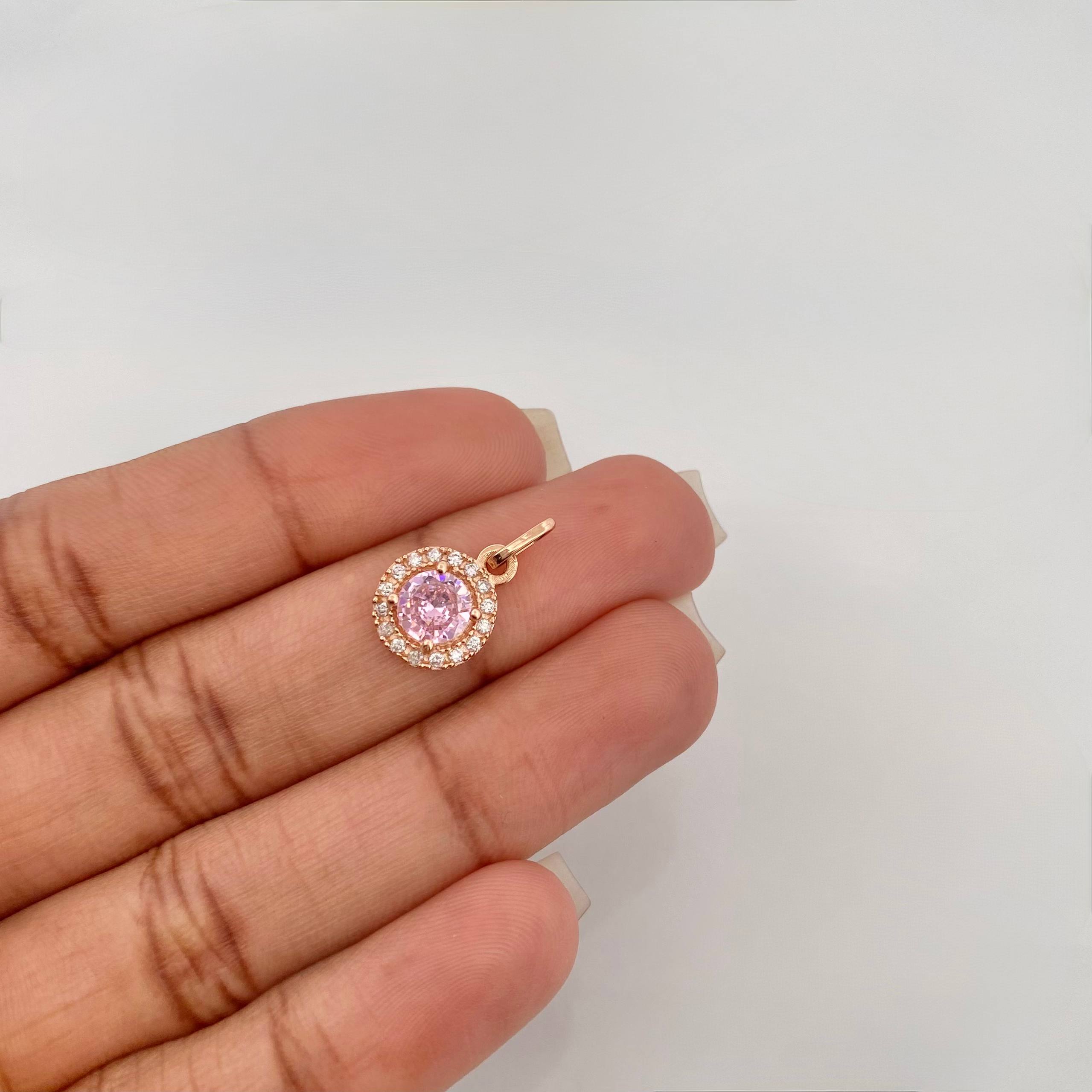 Dije Halo Redondo 1.7 g / 1.6 cm Oro Rosa 18K