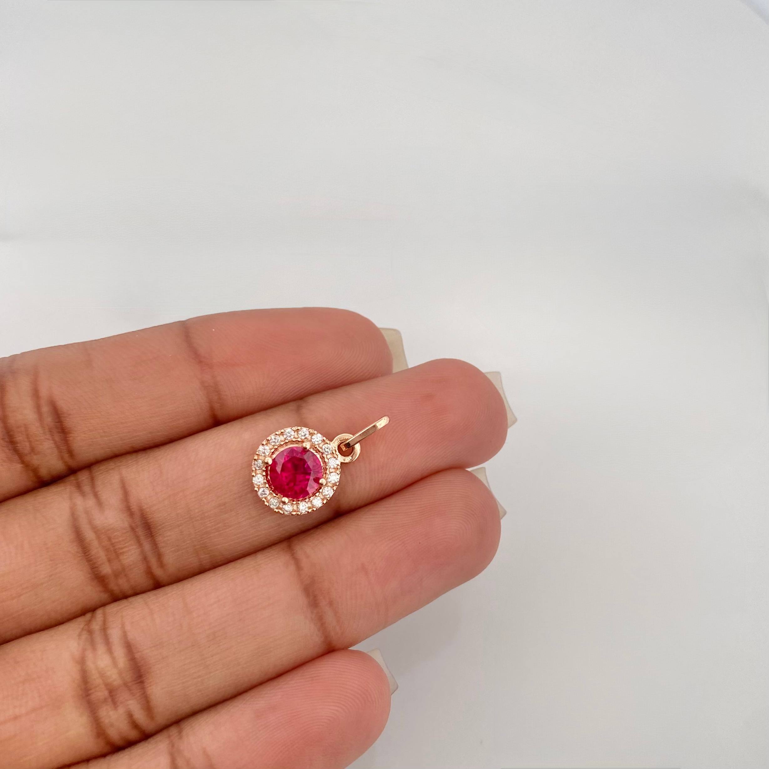 Dije Halo Redondo 1.6 g / 1.6 cm Oro Rosa 18K