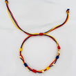 Pulsera Tejida Tricolor 5 Bolas Lisas Oro Amarillo 18K