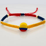 Pulsera Tejida Tricolor 4 Bolas Lisas Oro Amarillo 18K
