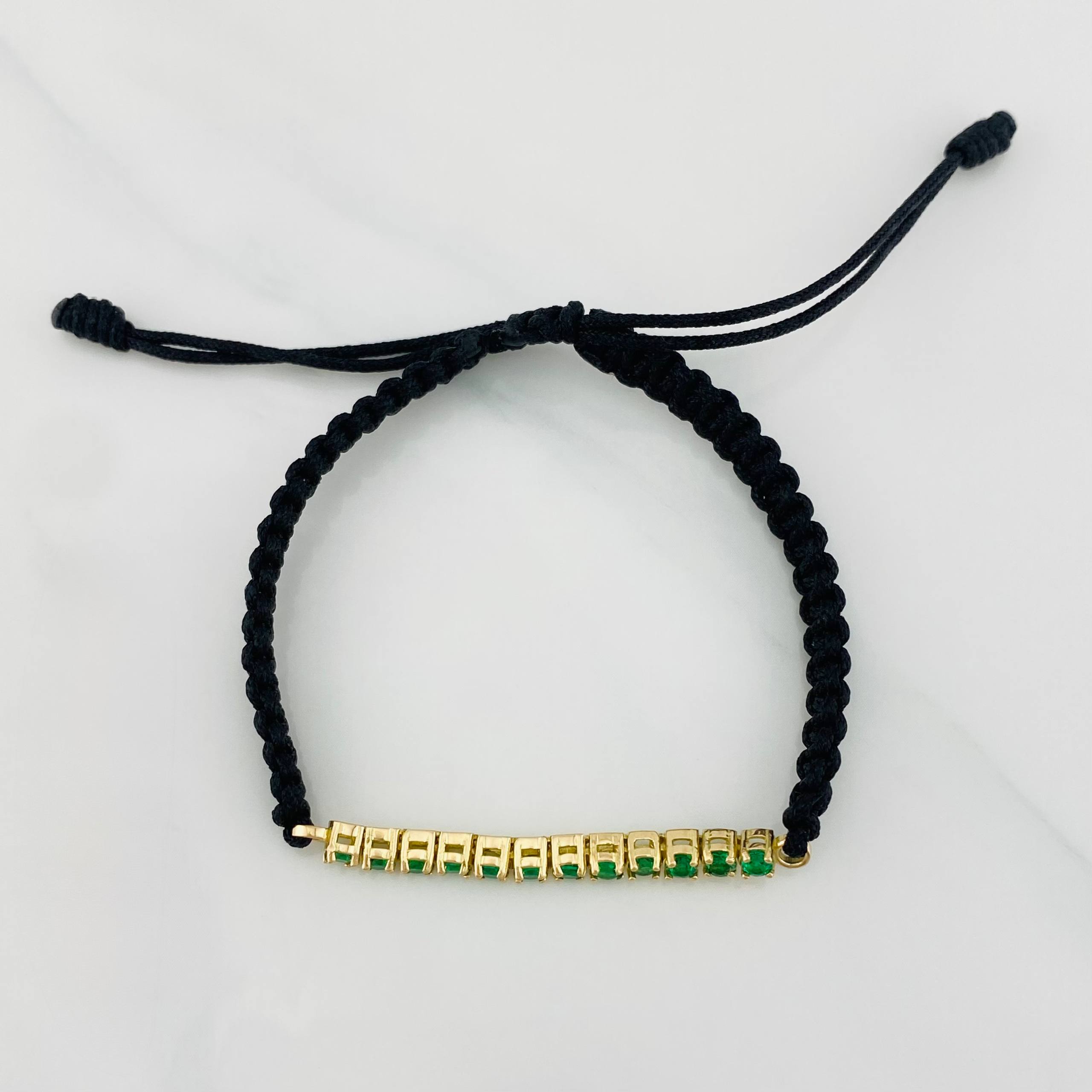 Pulsera Tejida Negro Tennis Oro Amarillo 18K