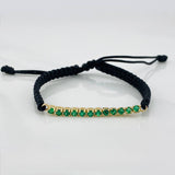Pulsera Tejida Negro Tennis Oro Amarillo 18K