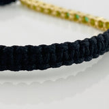 Pulsera Tejida Negro Tennis Oro Amarillo 18K