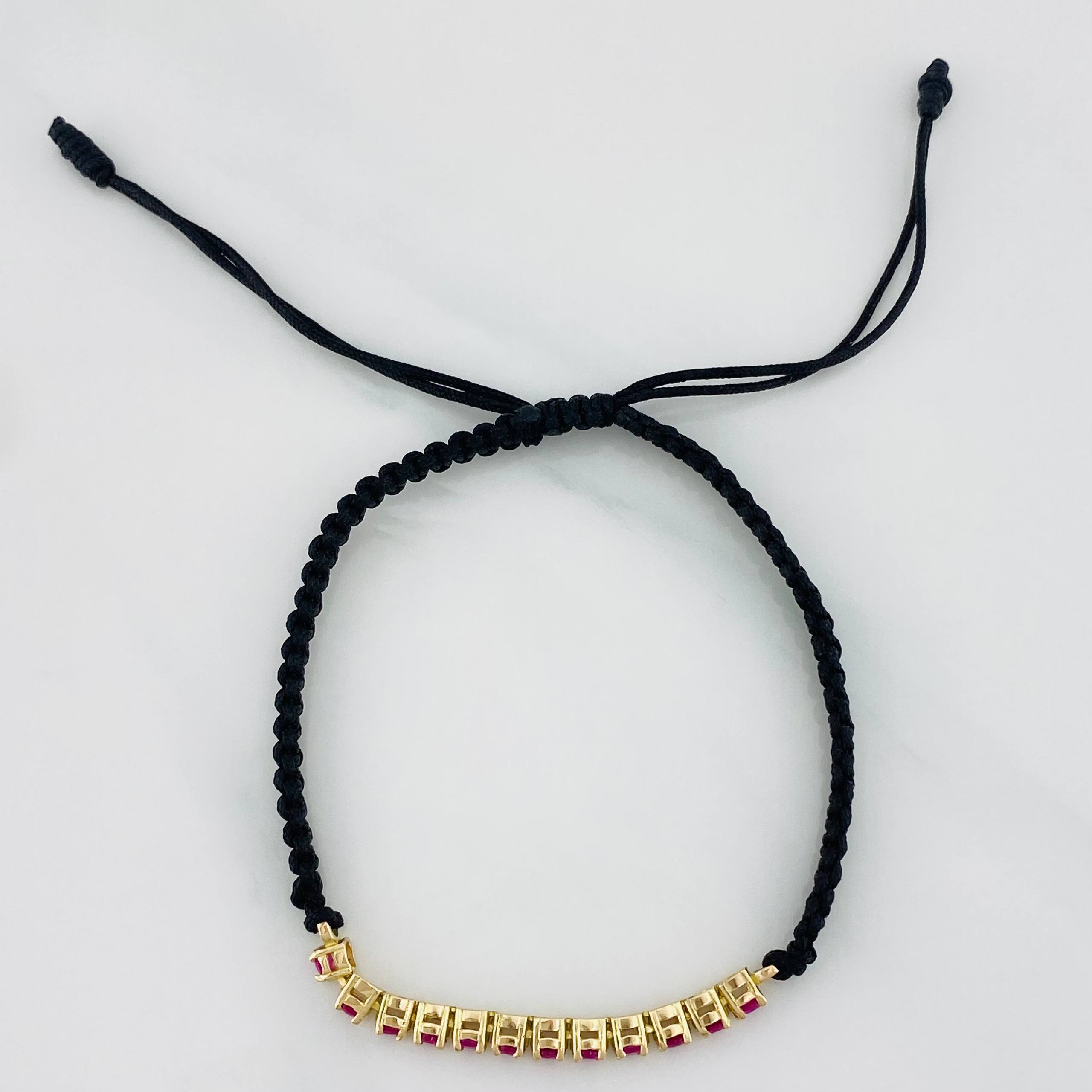 Pulsera Tejida Negro Tennis Oro Amarillo 18K