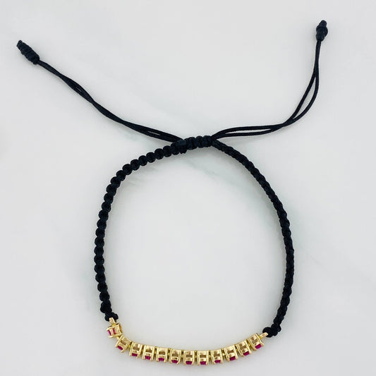 Pulsera Tejida Negro Tennis Oro Amarillo 18K