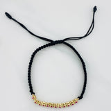 Pulsera Tejida Negro Tennis Oro Amarillo 18K
