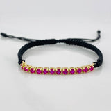 Pulsera Tejida Negro Tennis Oro Amarillo 18K