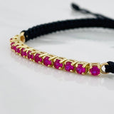 Pulsera Tejida Negro Tennis Oro Amarillo 18K