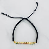 Pulsera Tejida Negro Tennis Oro Amarillo 18K