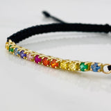 Pulsera Tejida Negro Tennis Oro Amarillo 18K