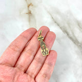 Dije Gato 2.15gr / 3.2cm / Circones Negros Oro Amarillo