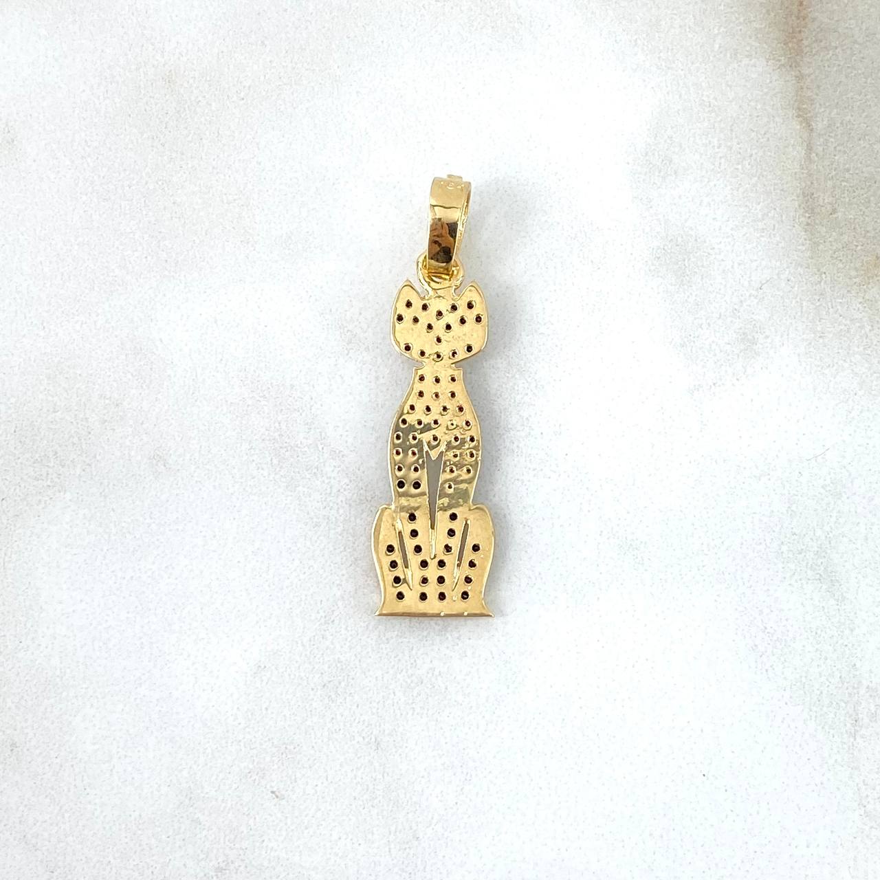 Dije Gato 2.15gr / 3.2cm / Circones Negros Oro Amarillo