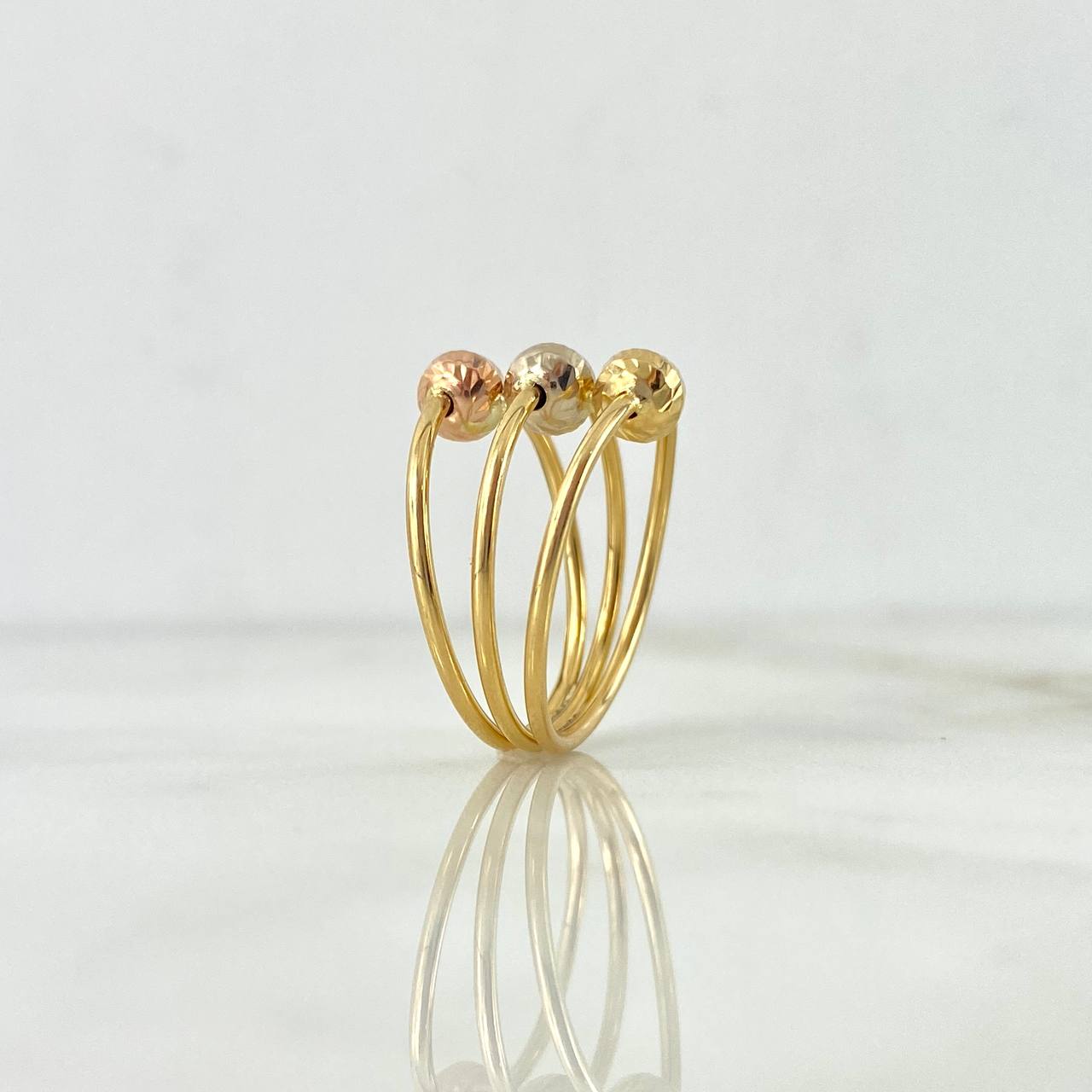 Anillo Tres Aros 2gr / T6 3/4 / 5mm Bola Diamantada Tres Oros