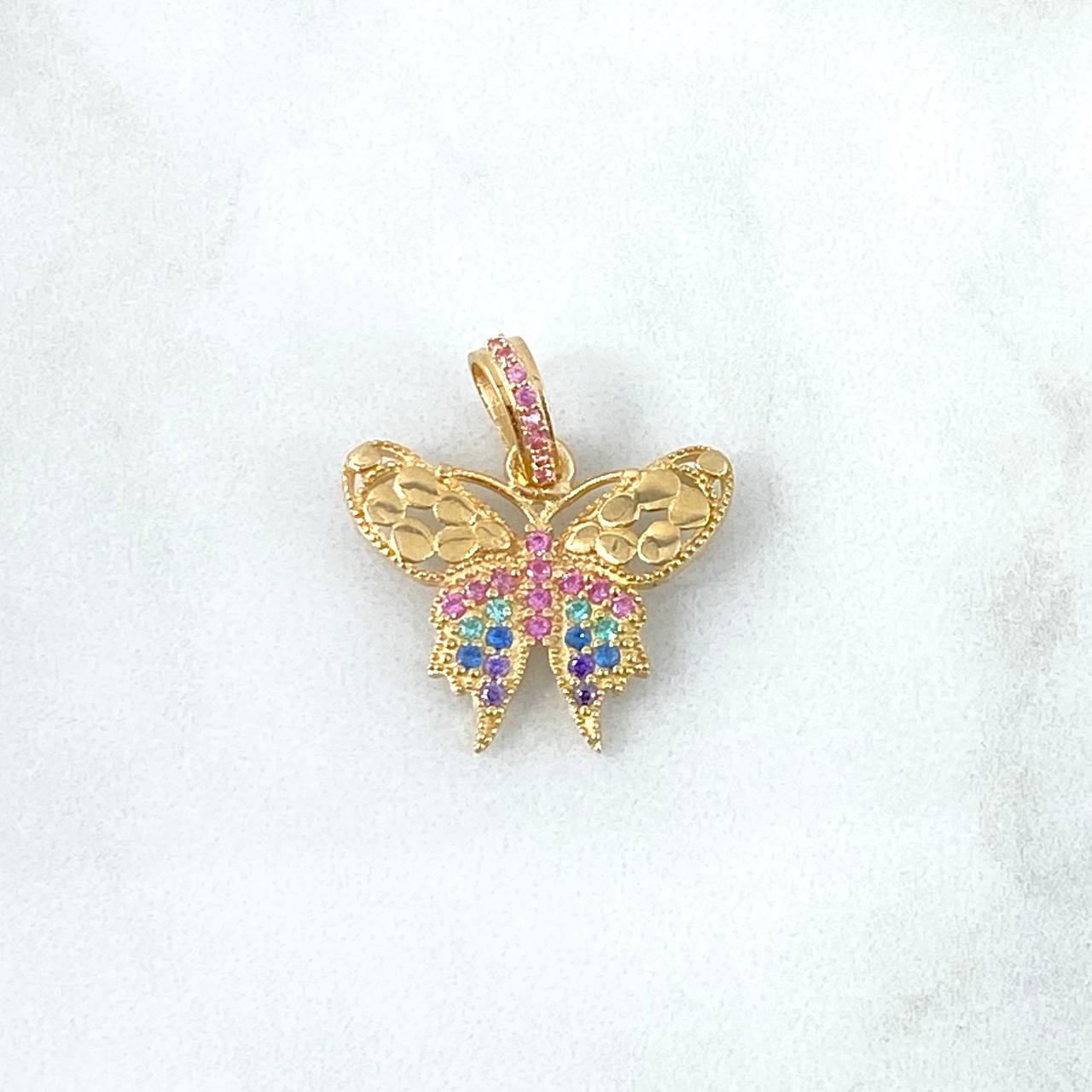 Dije Mariposa 2.35gr / 2.3cm / Circones Colores Pasteles Oro Amarillo ©