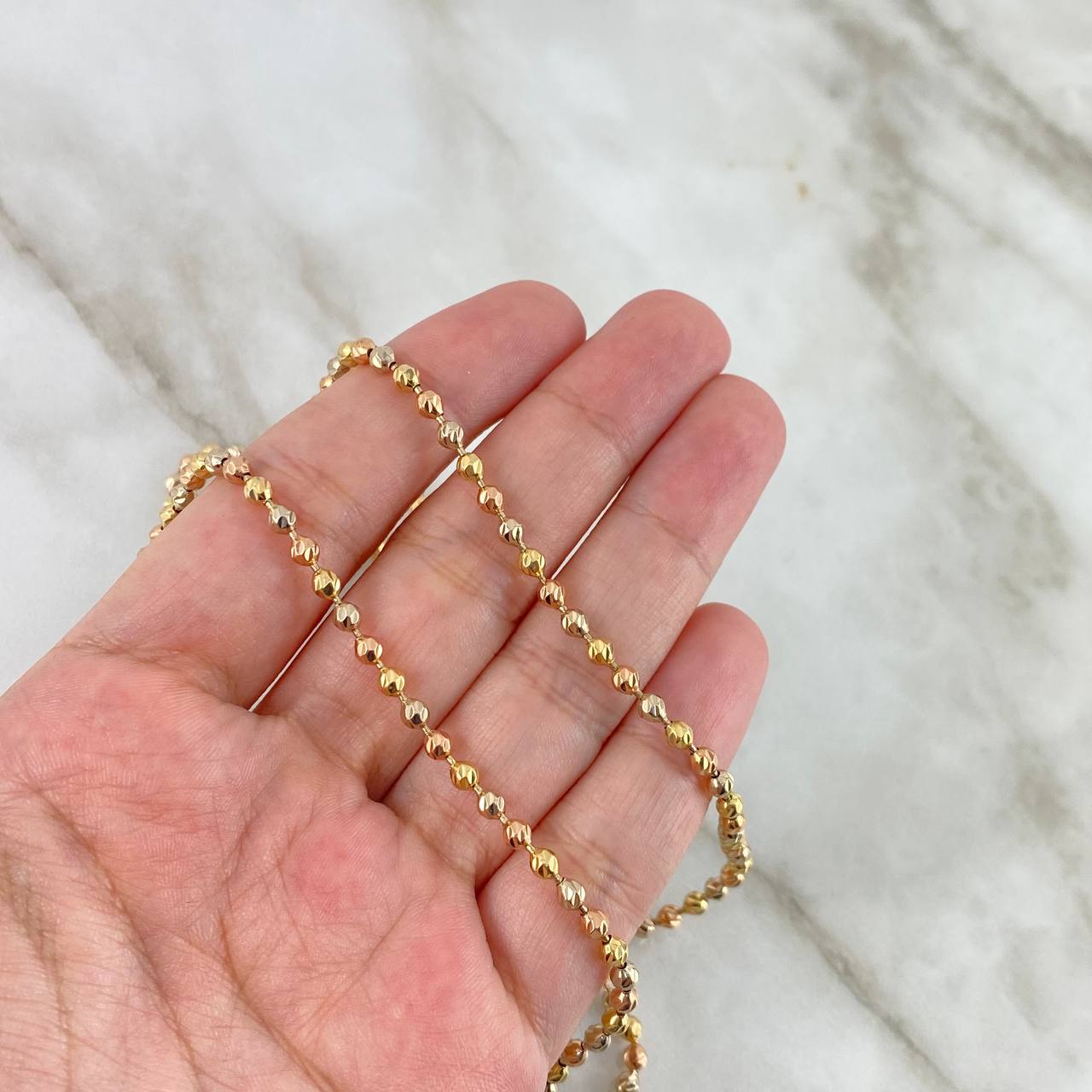 Cadena Militar 18.8gr / 60cm / 3mm Bola Diamantada Tres Oros