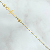 Pulso Denario Aro Seguido Cruz 1.4gr / 18.9cm / 3mm Bola Discoteca Oro Oro Amarillo +4 ©