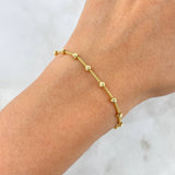 Pulso Denario Franco Virgen Milagrosa 3gr / 20cm / 3mm Bola Diamantada Graduable Oro Amarillo +4 ©