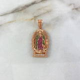 Dije Virgen de Guadalupe 10.2gr / 4.8cm / Circones Blancos-Verdes-Fucsias Oro Rosa