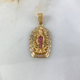 Dije Virgen de Guadalupe 5.55gr / 3.6cm / Circones Blancos-Verdes-Fucsias Oro Amarillo