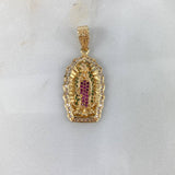 Dije Virgen de Guadalupe 5.55gr / 3.6cm / Circones Blancos-Verdes-Fucsias Oro Amarillo