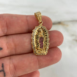 Dije Virgen de Guadalupe 5.55gr / 3.6cm / Circones Blancos-Verdes-Fucsias Oro Amarillo