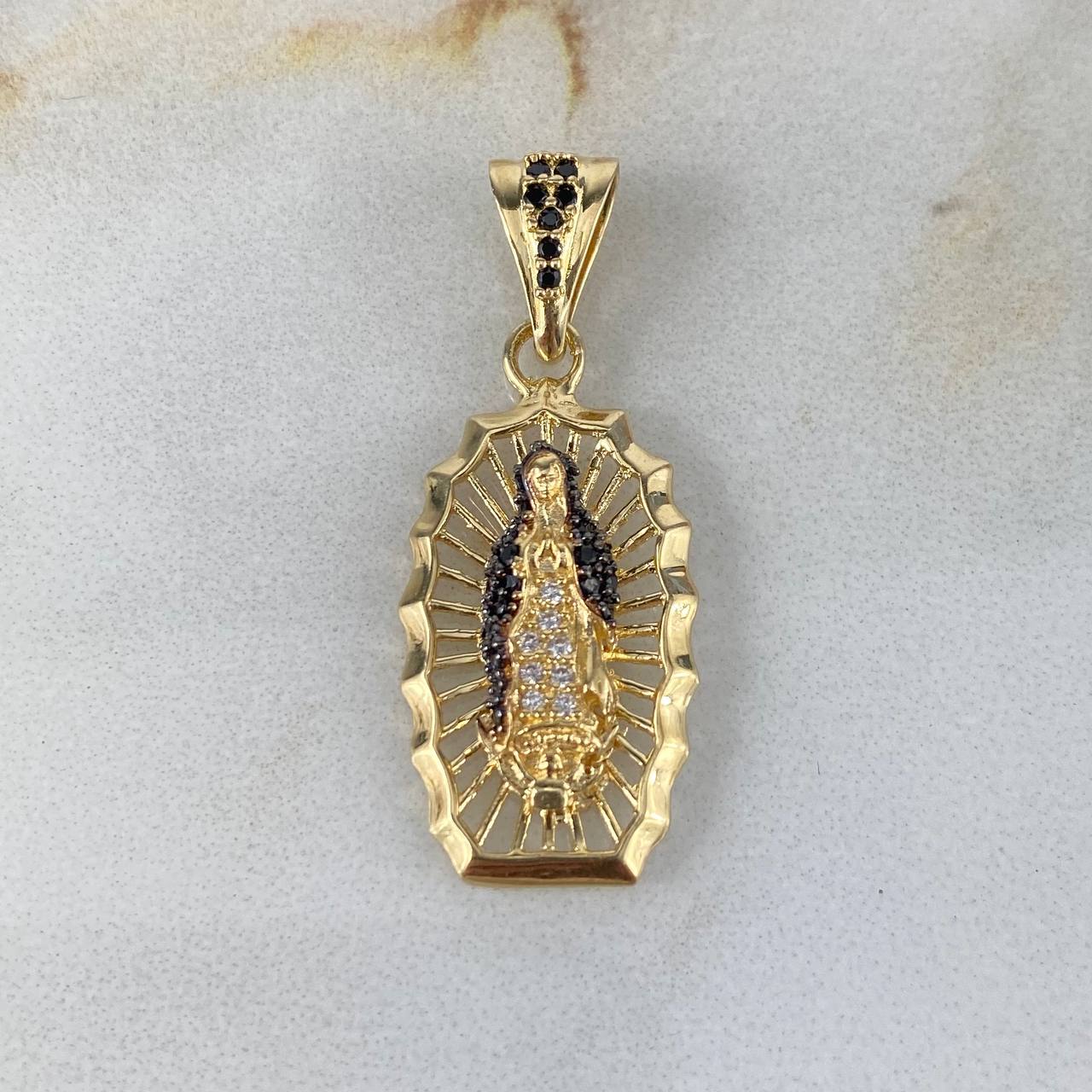 Dije Virgen de Guadalupe 2.7gr / 3.2cm / Circones Blancos-Negros Oro Amarillo
