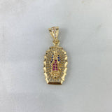Dije Virgen de Guadalupe 2.9gr / 3.2cm / Circones Blancos-Azules-Fucsias Oro Amarillo