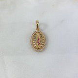 Dije Virgen de Guadalupe 2.45gr / 2.6cm / Circones Blancos-Verdes-Fucsias Oro Amarillo