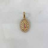 Dije Virgen de Guadalupe 2.45gr / 2.6cm / Circones Blancos-Verdes-Fucsias Oro Amarillo