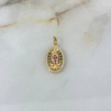 Dije Virgen de Guadalupe 1.8gr / 2.4cm / Circones Blancos-Verdes-Fucsias Oro Amarillo