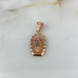Dije Virgen de Guadalupe 2.8gr / 3.2cm / Circones Blancos-Verdes-Fucsias Oro Rosa