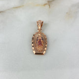 Dije Virgen de Guadalupe 2.75gr / 3.2cm / Circones Blancos-Azules-Fucsias Oro Rosa