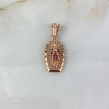Dije Virgen de Guadalupe 2.75gr / 3.2cm / Circones Blancos-Azules-Fucsias Oro Rosa