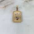 Dije Placa Rectangular San Miguel Arcángel 11.4gr / 4.7cm / Circones Blancos Tres Oros *