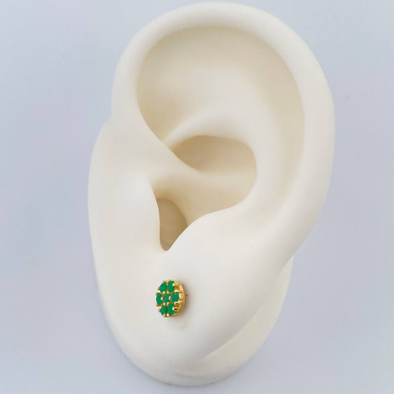 Topos Flor Esmeraldas 1.15gr / 5.5mm Oro Amarillo 18K %