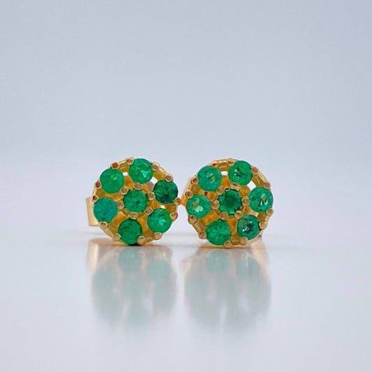 Topos Flor Esmeraldas 1.15gr / 5.5mm Oro Amarillo 18K %