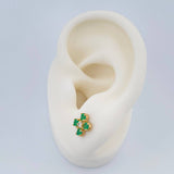 Topos Trebol Esmeraldas Diamantes 1.95gr / 7.4mm Oro Amarillo 18K %