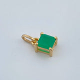 Dije Cuadro Esmeralda 0.7gr / 1.3cm / Oro Amarillo 18K %