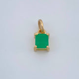 Dije Rectangulo Esmeralda 0.6gr / 1.1cm / Oro Amarillo 18K %
