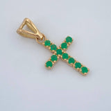 Dije Cruz Esmeraldas 0.6gr / 1.8cm / Oro Amarillo 18K %