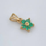 Dije Flor 5 Petalos Esmeraldas 0,15Pts 0.55 g / 1.3 cm Oro Amarillo 18K