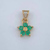 Dije Flor 5 Petalos Esmeraldas 0,15Pts 0.55 g / 1.3 cm Oro Amarillo 18K