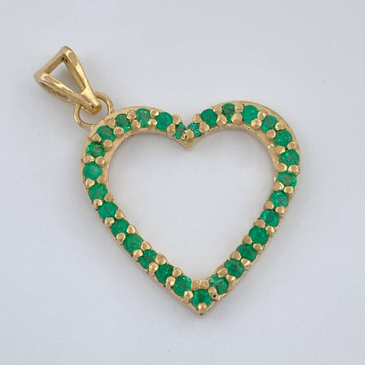 Dije Corazon Esmeraldas 1.85gr / 2.5cm / Oro Amarillo 18K %