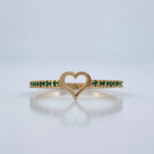 Anillo Corazon Esmeraldas 1.35gr / T7 / Oro Amarillo 18K %