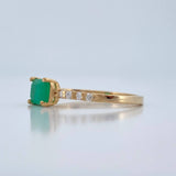 Anillo Churumbela Rectangulo Esmeralda Diamantes 1.7gr / T7 1/4 / Oro Amarillo 18K %