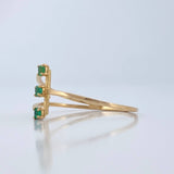 Anillo 3 Piedras Esmeraldas 1.15gr / T9 1/4 / Oro Amarillo 18K %