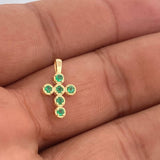 Dije Cruz Esferas Esmeraldas 0.6gr / 1.6cm / Oro Amarillo 18K %