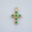Dije Cruz Esferas Esmeraldas 0.6gr / 1.6cm / Oro Amarillo 18K %
