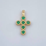 Dije Cruz Esferas Esmeraldas 0.6gr / 1.6cm / Oro Amarillo 18K %