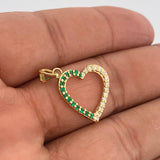 Dije Corazon Grande Esmeraldas Diamantes 1.9gr / 2.5cm / Oro Amarillo 18K %